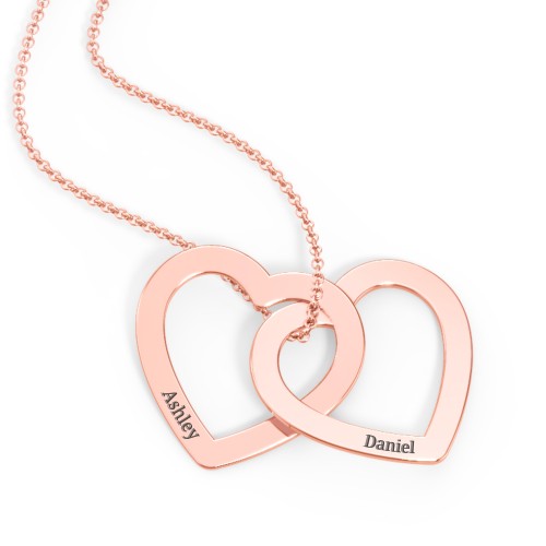 Engravable Interlocking Double Heart Pendant – 10K Rose Gold