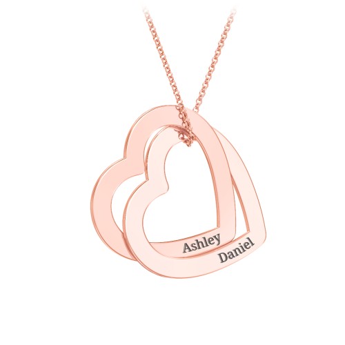 Engravable Interlocking Double Heart Pendant – 10K Rose Gold