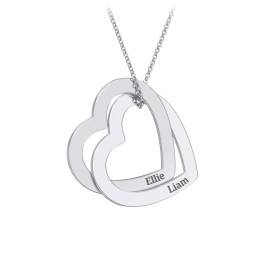 Engravable Interlocking Double Heart Pendant in 925 Sterling Silver