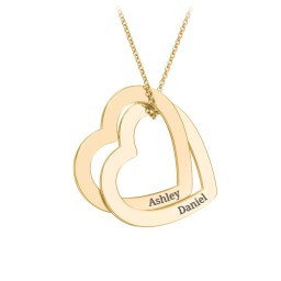 Engravable Interlocking Double Heart Pendant in Vermeil