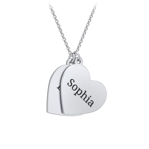 Engravable Hanging Hearts Necklace – Sterling Silver