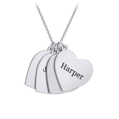 Engravable Hanging Hearts Necklace – Sterling Silver