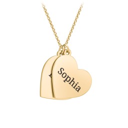 Engravable Hanging Hearts Necklace in 10K Solid Yellow Gold
