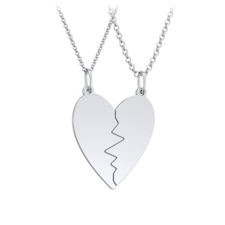 Engravable Split Heart Couples Necklace Set