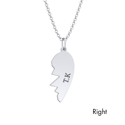 Engravable Split Heart Couples Necklace Set