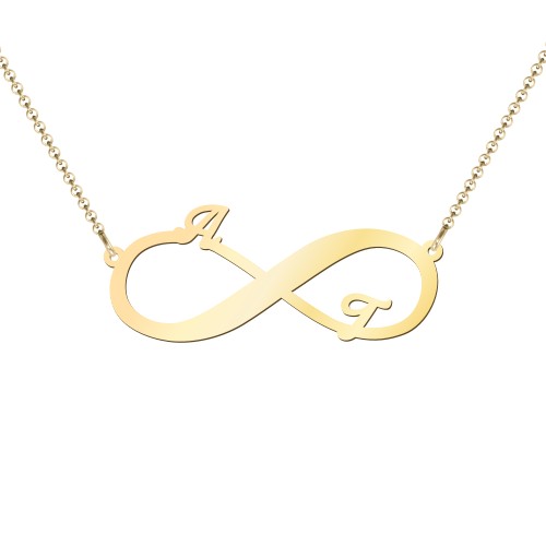 Engravable Two Name Infinity Necklace – 18K Gold Plated Silver