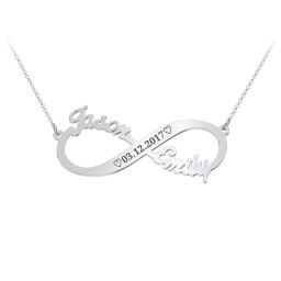 Engravable Two Name Infinity Necklace in 925 Sterling Silver