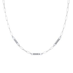 Mini Paper Clip Chain Necklace with 1 - 5 Engravable Bars