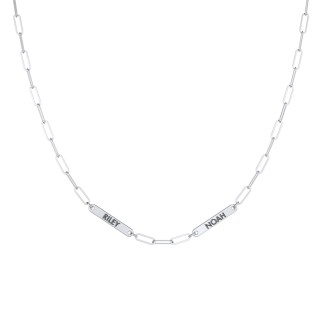 Mini Paper Clip Chain Necklace with 1 - 5 Engravable Bars