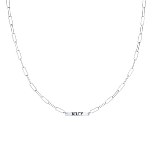 Mini Paper Clip Chain Necklace with 1 - 5 Engravable Bars