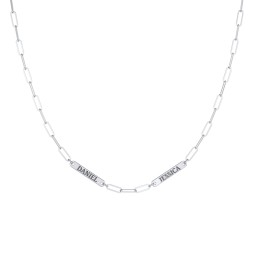 Mini Paper Clip Chain Necklace with 1 - 5 Engravable Bars in 925 Sterling Silver