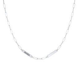 Mini Paper Clip Chain Necklace with 1 - 5 Engravable Bars in 925 Sterling Silver