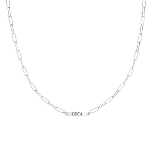 Mini Paper Clip Chain Necklace with 1 - 5 Engravable Bars – Sterling Silver