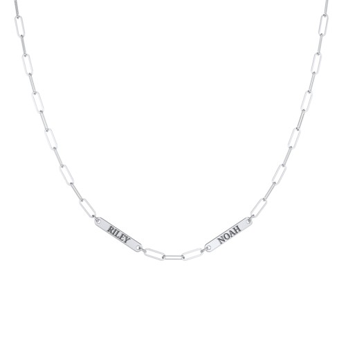 Mini Paper Clip Chain Necklace with 1 - 5 Engravable Bars – Sterling Silver
