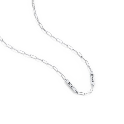 Mini Paper Clip Chain Necklace with 1 - 5 Engravable Bars – Sterling Silver