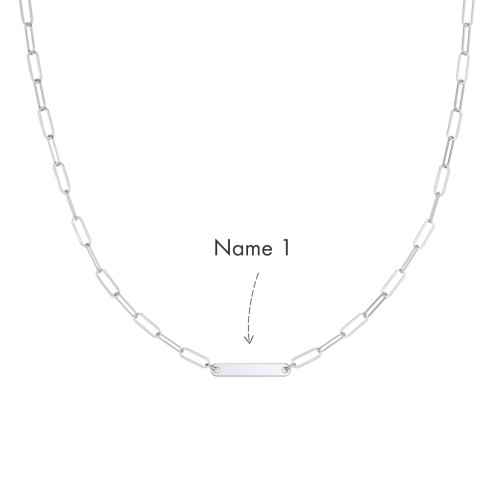 Mini Paper Clip Chain Necklace with 1 - 5 Engravable Bars – Sterling Silver