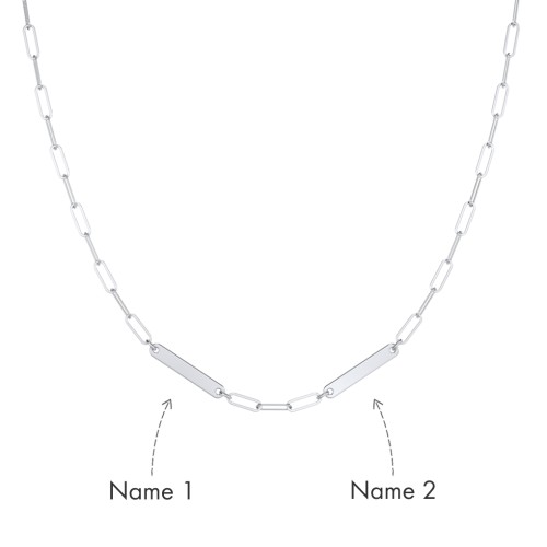 Mini Paper Clip Chain Necklace with 1 - 5 Engravable Bars – Sterling Silver