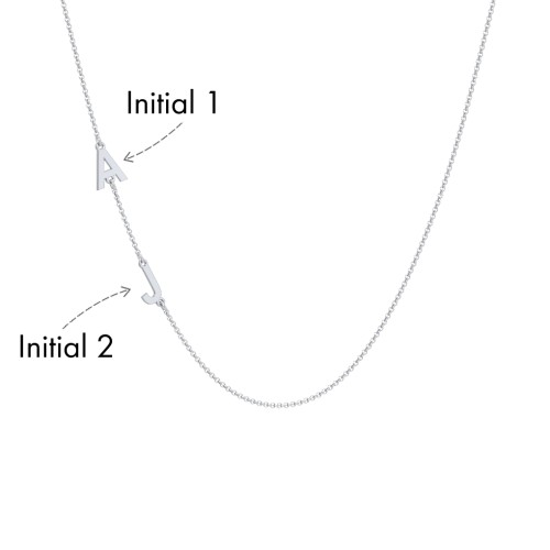 Personalized Initial Station Necklace with 2 Letters – Sterling Silver