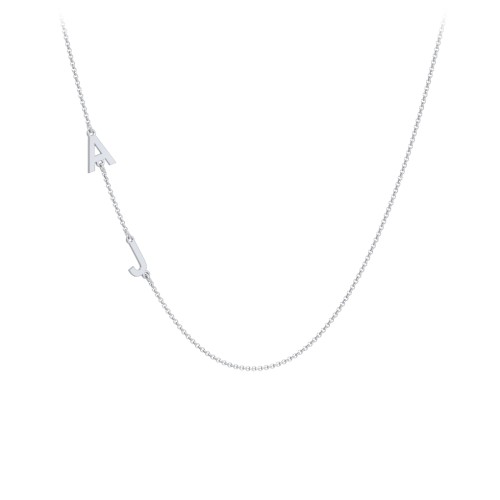 Personalized Initial Station Necklace with 2 Letters – Sterling Silver