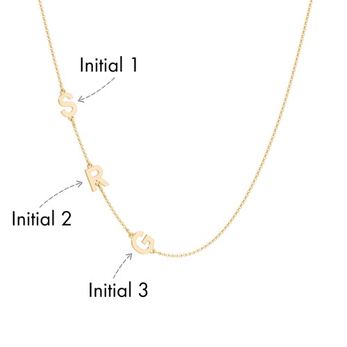 Personalized Initial Station Necklace with 3 Letters