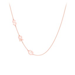 Personalized Initial Station Necklace with 3 Letters in 10K Solid Rose Gold