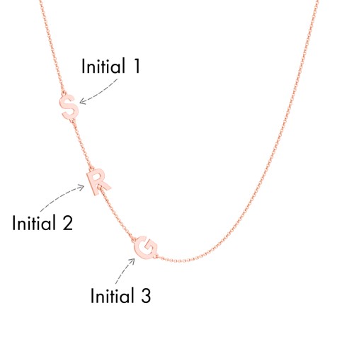 Personalized Initial Station Necklace with 3 Letters – 10K Rose Gold