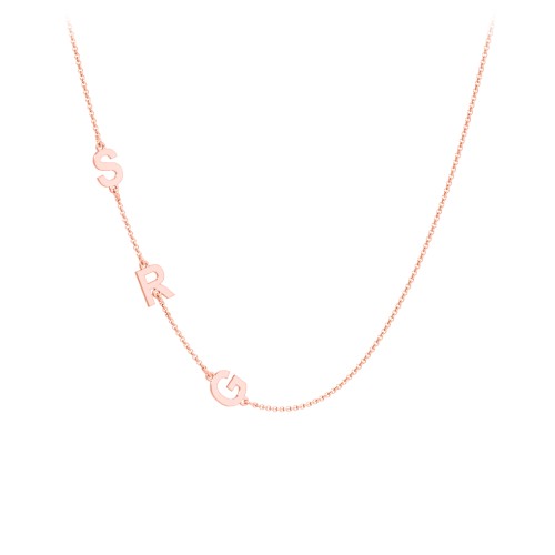 Personalized Initial Station Necklace with 3 Letters – 10K Rose Gold