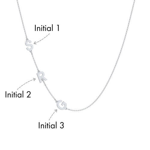 Personalized Initial Station Necklace with 3 Letters – Sterling Silver