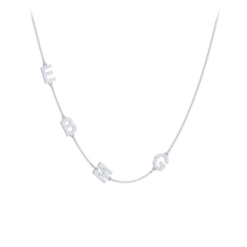 Personalized Initial Station Necklace with 4 Letters – Sterling Silver
