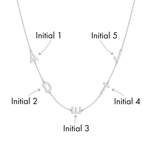 Personalized Initial Station Necklace with 5 Letters – Sterling Silver