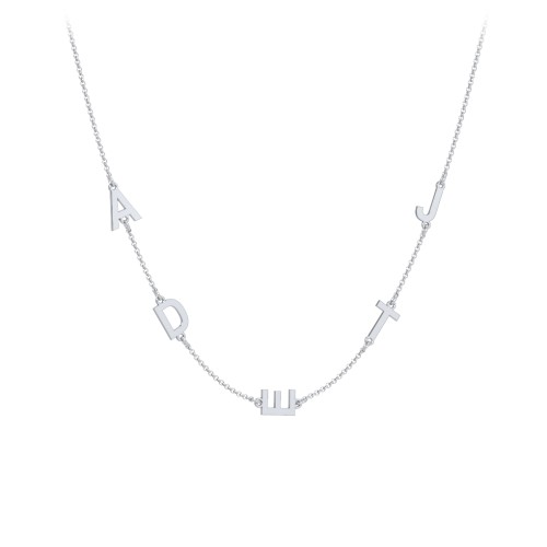 Personalized Initial Station Necklace with 5 Letters – Sterling Silver