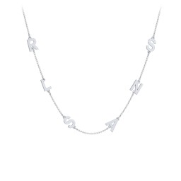 Personalized Initial Station Necklace with 6 Letters in 925 Sterling Silver