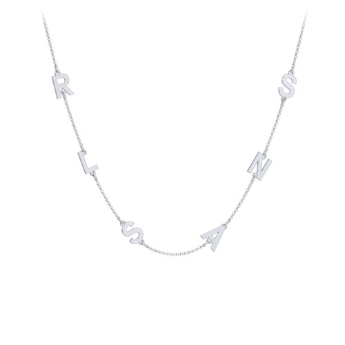 Personalized Initial Station Necklace with 6 Letters – Sterling Silver