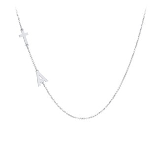 Personalized Offset Cross and Initial Necklace