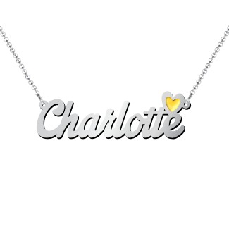 Personalized Name Necklace with Cold Enamel Heart