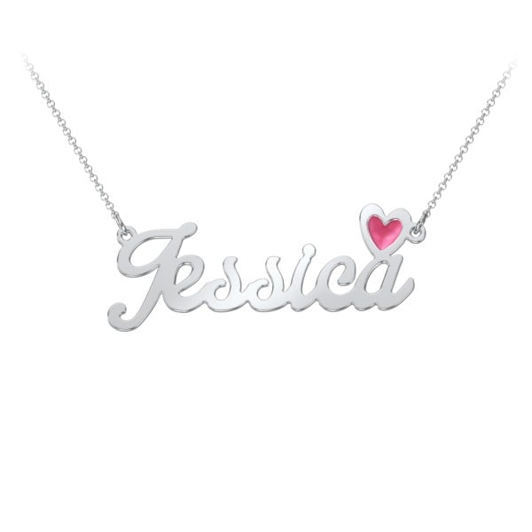 Name Necklace with Cold Enamel Heart