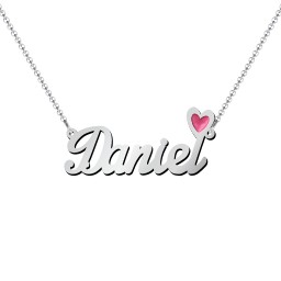 Personalized Name Necklace with Cold Enamel Heart in 925 Sterling Silver