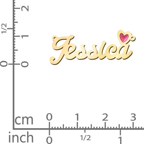Personalized Name Necklace with Cold Enamel Heart – 10K Yellow Gold