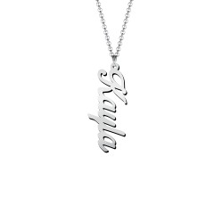 Personalized Vertical 1 Name Necklace in Glamorous Font – Sterling Silver