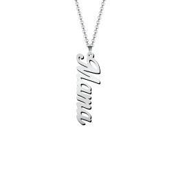 Personalized Vertical 1 Name Necklace in Glamorous Font in 925 Sterling Silver