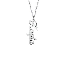 Personalized Vertical 1 Name Necklace in Glamorous Font in 925 Sterling Silver