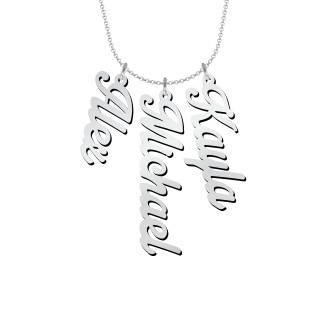 Personalized Vertical 3 Names Necklace in Glamorous Font