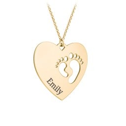 Engravable Heart with Baby Feet Cutouts Pendant