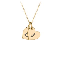 Initial 2 Heart Disc Necklace in 18K Gold Plated Silver
