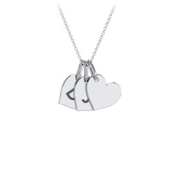 Initial 3 Heart Disc Necklace