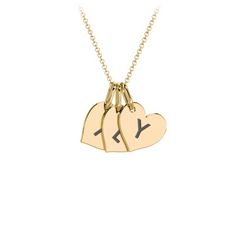 Initial 3 Heart Disc Necklace – 18K Gold Plated Silver