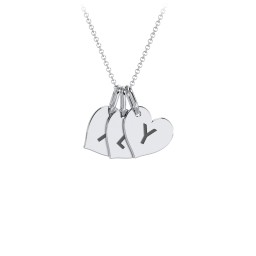 Initial 3 Heart Disc Necklace in 925 Sterling Silver