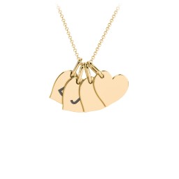 Initial 4 Heart Disc Necklace in 18K Gold Plated Silver