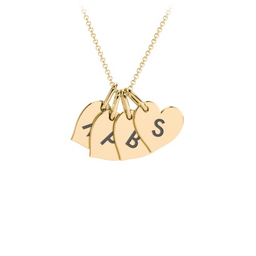 Initial 4 Heart Disc Necklace – 18K Gold Plated Silver