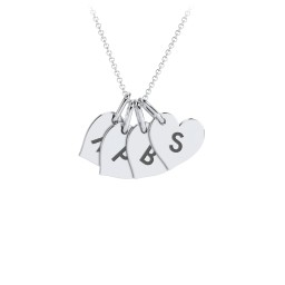 Initial 4 Heart Disc Necklace in 925 Sterling Silver